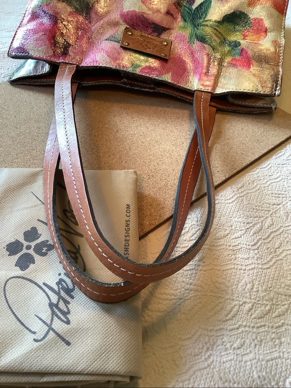Patricia Nash Floral Leather Tote Shoulder Bag - Picture 11 of 16